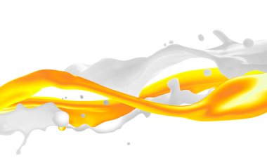 Beyaz arka planda bal ve süt sıçraması