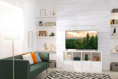 Televizyonda doğa manzarası var.