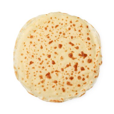 One delicious crepe isolated on white, top view