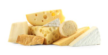 Different types of cheese isolated on white clipart