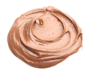 Beyaza izole edilmiş lezzetli fındık ezmesi örneği