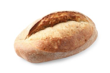 Bir somun taze pişmiş ekmek beyaza izole edilmiş.