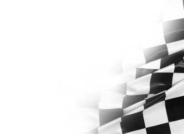 Beyaz arkaplanda siyah beyaz dama işaretleri olan yarış bayrağı