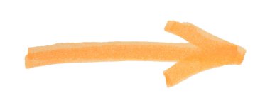 Beyaz üzerine izole edilmiş bir turuncu ok