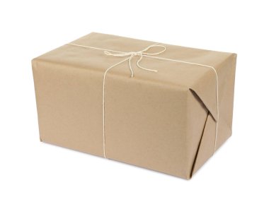 Beyaz kağıda sarılmış bir paket kutusu