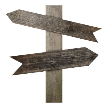 Beyaz üzerinde ok şekilli işaretler olan tahta tabela direği