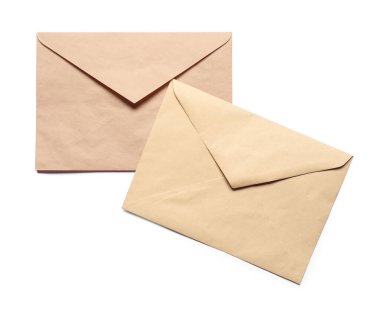 Zarflar beyaza izole edilmiş, üst manzara. Tasarım için model