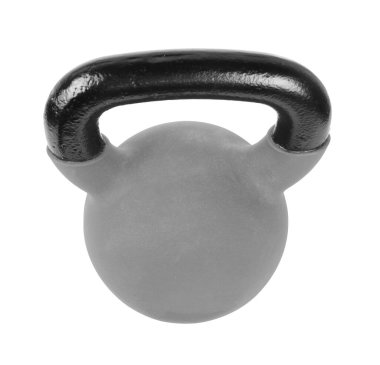 Bir metal kettlebell beyaza izole edilmiş. Spor malzemeleri.