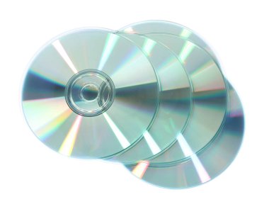 Birçok parlak küçük disk beyaz, üst görünümde izole