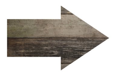 Beyaz üzerine izole edilmiş ahşap desenli ok