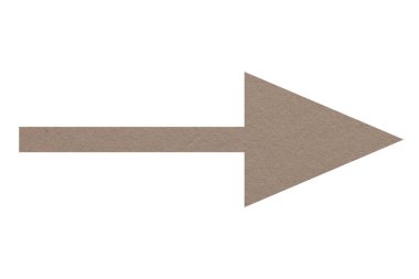 Beyaz üzerine izole edilmiş koyu bej kağıt desenli ok