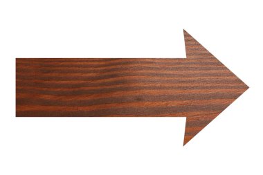 Beyaz üzerine izole edilmiş ahşap desenli ok