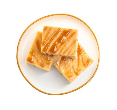 Lezzetli karamelli pirinç çubukları, beyaz, üst manzara