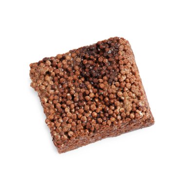 Lezzetli çikolatalı pirinç çubuğu, beyaz, üst manzaralı.