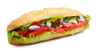 Somonlu ve beyazlı lezzetli baget sandviç.