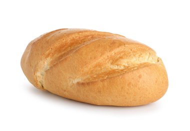 Taze pişmiş ekmek, beyazın üzerinde izole edilmiş.