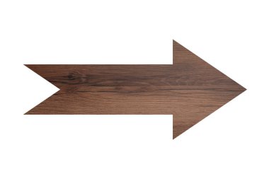 Beyaz üzerine izole edilmiş ahşap desenli ok