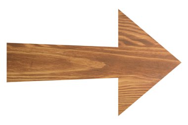 Beyaz üzerine izole edilmiş ahşap desenli ok