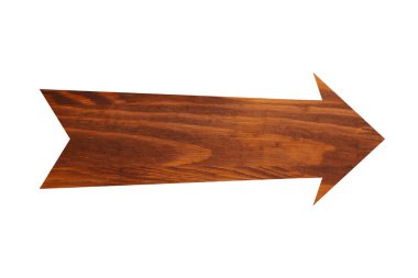 Beyaz üzerine izole edilmiş ahşap desenli ok