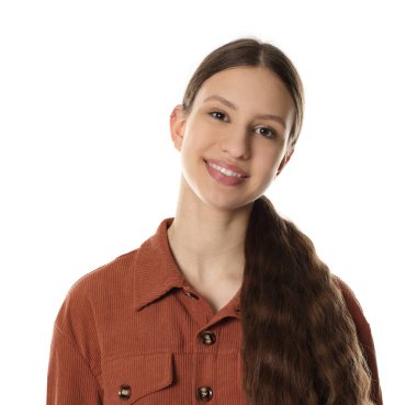 Portrait of smiling teenage girl on white background