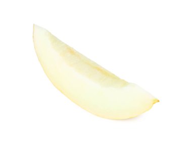 Olgun kavun dilimi beyaza izole edilmiş.