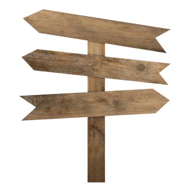 Beyaz üzerinde ok şekilli işaretler olan tahta tabela direği