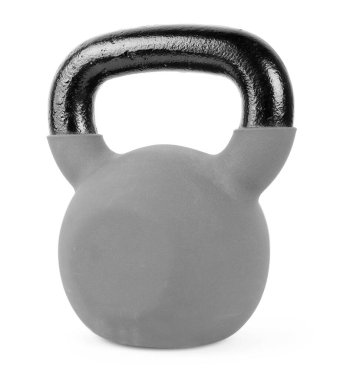 Bir metal kettlebell beyaza izole edilmiş. Spor malzemeleri.
