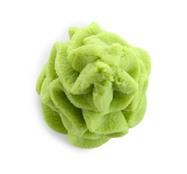 Sıcak wasabi macunu beyaz, üst görünümde izole