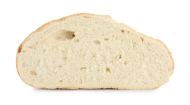 Beyaza izole edilmiş taze ekmek dilimi