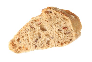 Bir parça taze ekmek beyaza izole edilmiş.