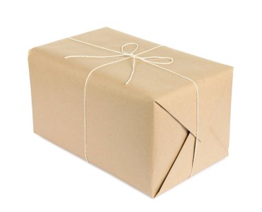 Beyaz kağıda sarılmış bir paket kutusu