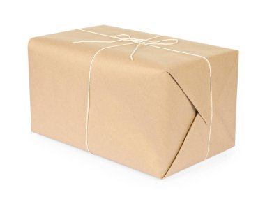 Beyaz kağıda sarılmış bir paket kutusu