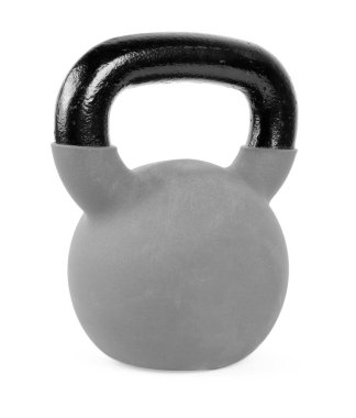 Bir metal kettlebell beyaza izole edilmiş. Spor malzemeleri.