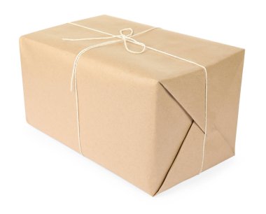 Beyaz kağıda sarılmış bir paket kutusu