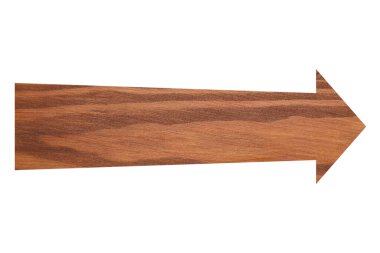 Beyaz üzerine izole edilmiş ahşap desenli ok