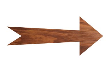 Beyaz üzerine izole edilmiş ahşap desenli ok