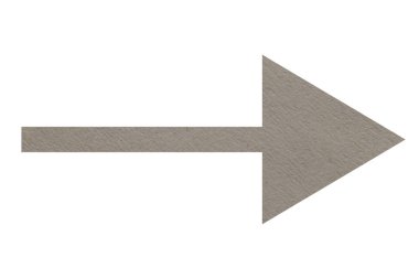 Beyaz üzerine izole edilmiş bej gri kağıt desenli ok