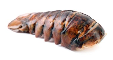 Bir çiğ ıstakoz kuyruğu beyaz üzerine izole