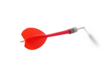 Bir kırmızı ok beyaz üzerine izole edilmiş.