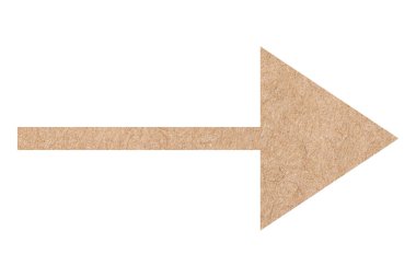 Beyaz üzerine izole edilmiş kraft kağıdı desenli ok