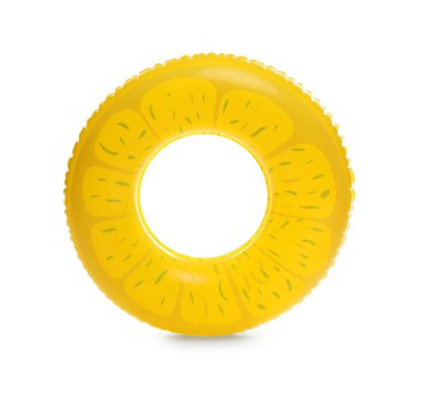 Beyazda izole edilmiş parlak bir şişirilebilir halka