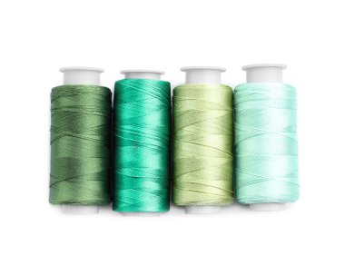 Parlak dikiş iplikleri beyaz, üst görünümde izole