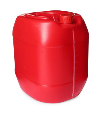 Beyaz arkaplanda kırmızı plastik bir kutu