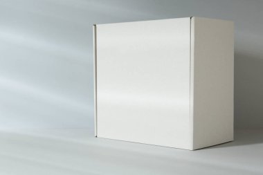 Beyaz arka planda boş bir karton kutu. Tasarım için model