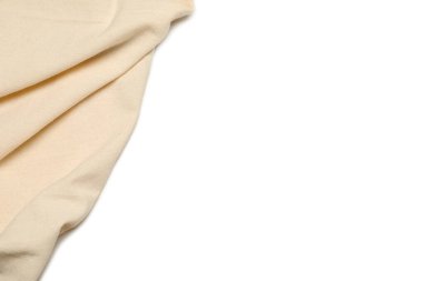 Üst görünümde izole edilmiş bej masa örtüsü