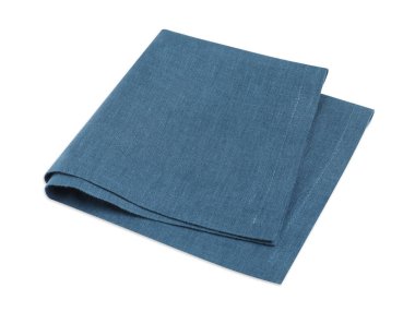 Bir yeni mavi peçete beyaza izole edilmiş.