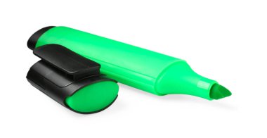 Parlak fosforlu kalem ve başlık beyaza izole edildi