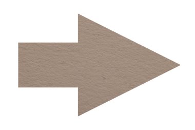 Beyaz üzerine izole edilmiş koyu bej kağıt desenli ok