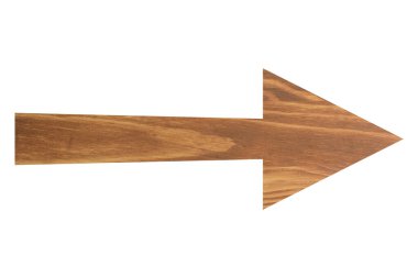 Beyaz üzerine izole edilmiş ahşap desenli ok