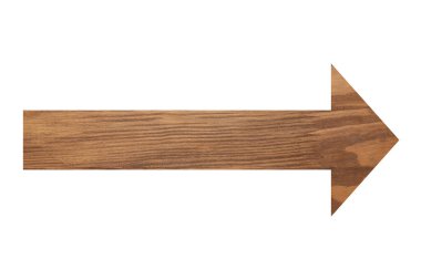 Beyaz üzerine izole edilmiş ahşap desenli ok